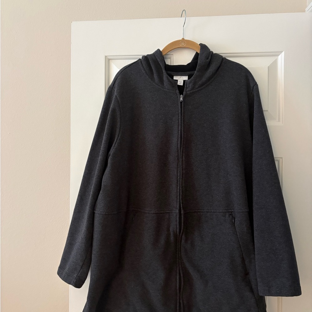 J. Jill Black Zip-Up Hoodie